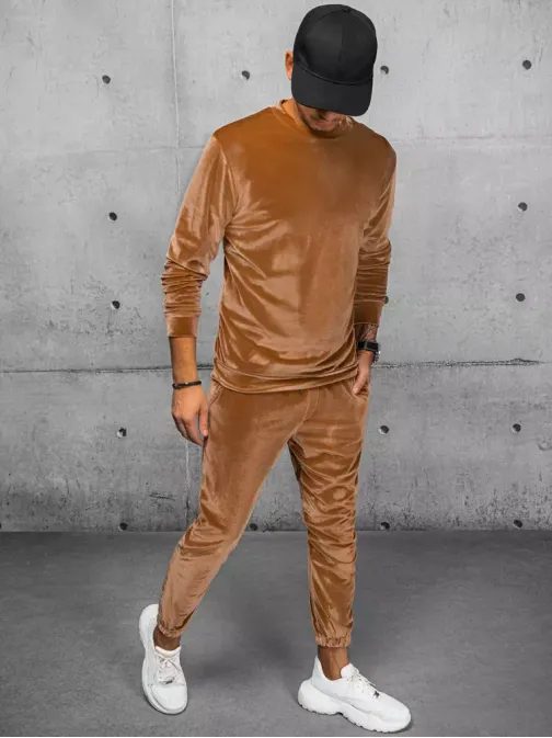 Velúrová mikina v kamelovej farbe