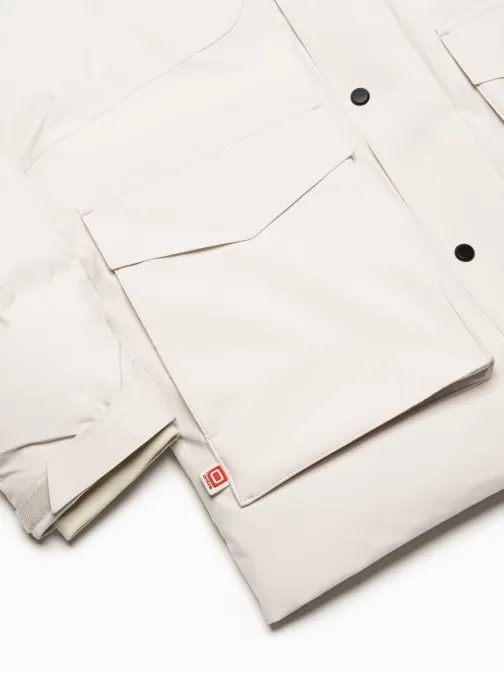 Trendy krémová pánska bunda na zimu V2 JALJ-0152