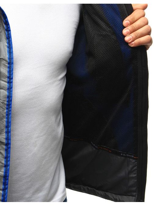 Čierna športová softshellová bunda s modrým prvkom