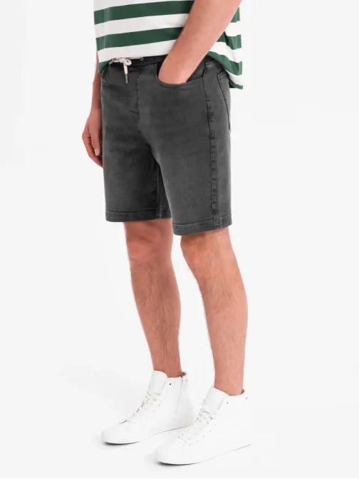 Pánske šedé rifľové kraťasy V3 SRDS-0192