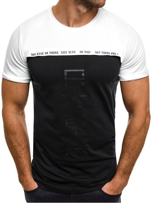 Netradičné čierne tričko v dvojfarebnom prevedení BREEZY 5T