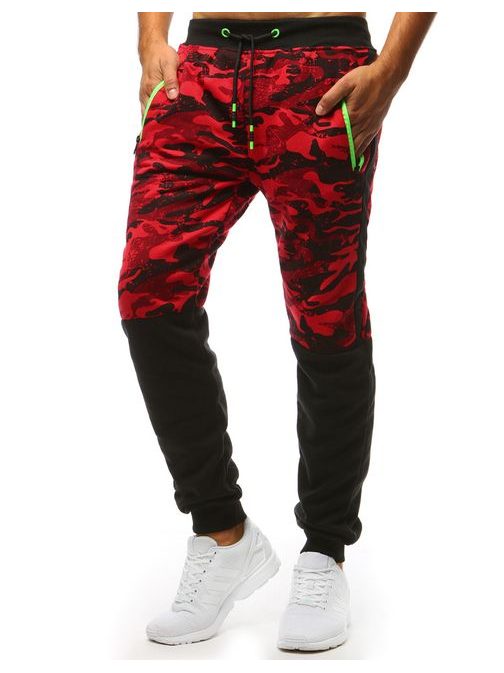 Červené trendové maskáčové tepláky