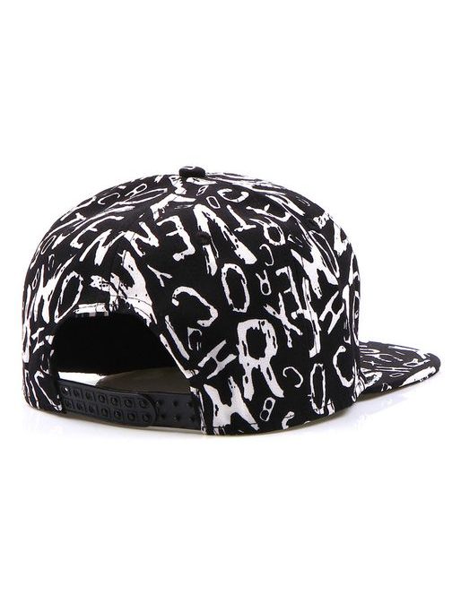 Popísaná čierna snapback šiltovka