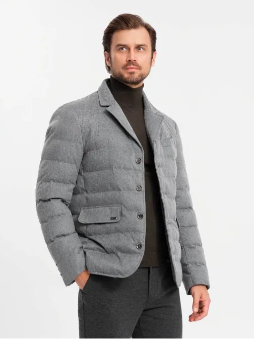 Jedinečná melírovaná šedá bunda  V1 JALP-0170