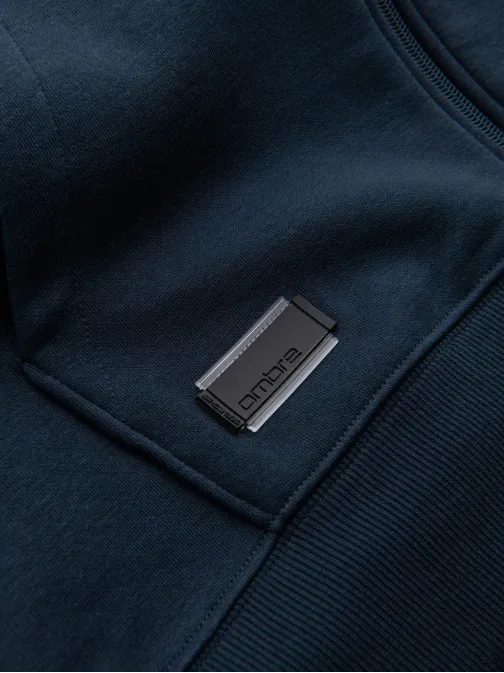 Bavlnená mikina pre mužov tmavo-modrá v1 om-ssbz-0160