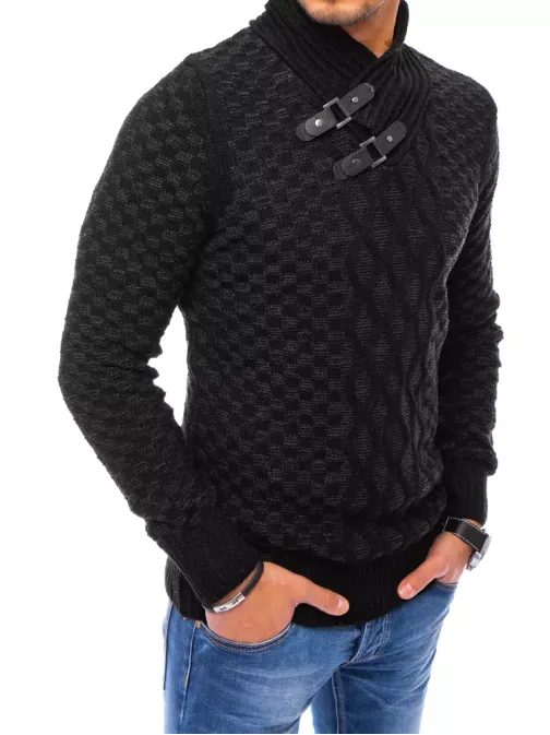 Čierny sveter so zaujímavým golierom