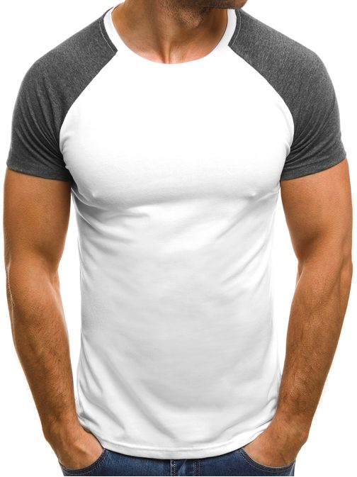 Biele tričko so sivými rukávmi OZONEE JS/5005
