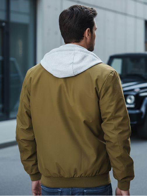 Jedinečná zelená bomber bunda s kapucňou