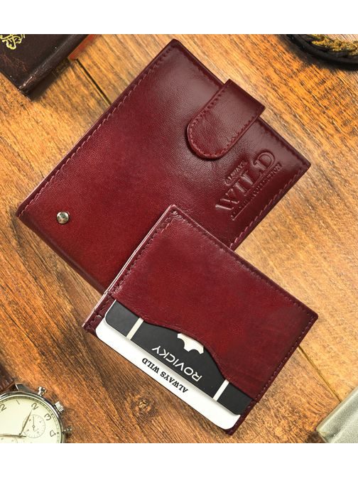 Vínová unikátna kožená peňaženka s prackou Wild
