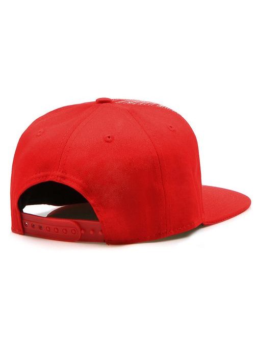 Červená snapback šiltovka s efektnou potlačou