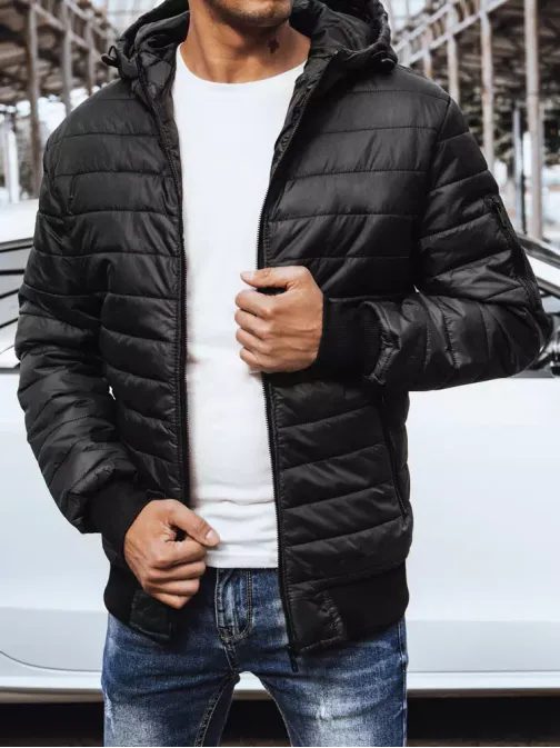 Atraktívna prešívaná pánska bunda čiernej farby
