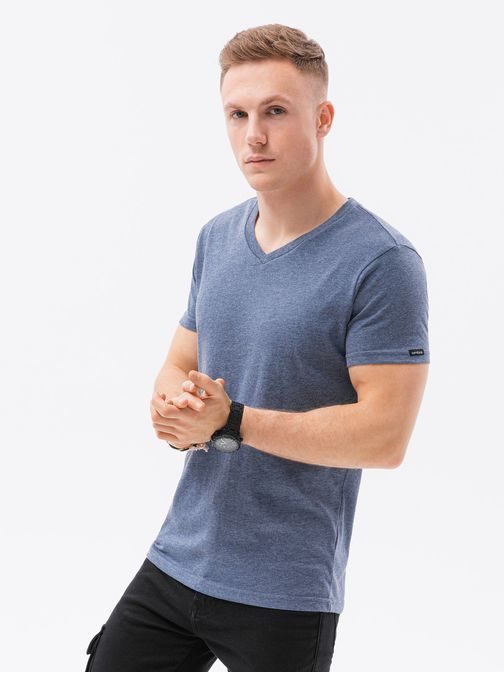 Jednoduché modré-melírované tričko S1369