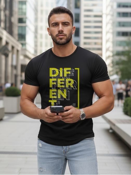 Čierne pánske tričko s nápisom DIFFERENT