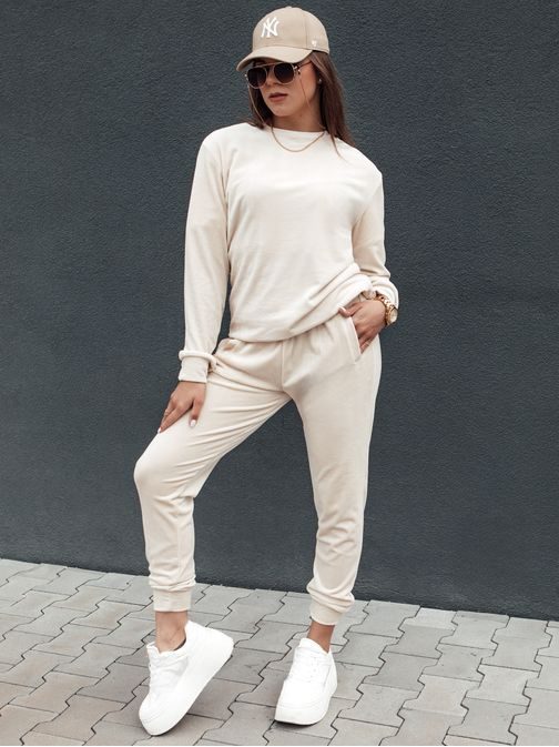 Velúrová ecru dámska tepláková súprava Urbanvelvet