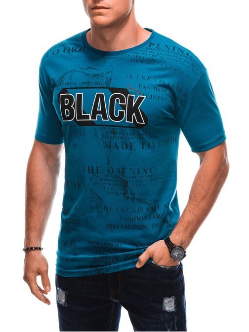 Jedinečné tyrkysové tričko s nápisom BLACK S1903