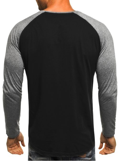 Ležérne čierne tričko s dlhým rukávom MADMEXT 1543