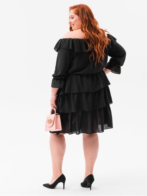 Neobyčajné Plus Size šaty v čiernej farbe DLR059
