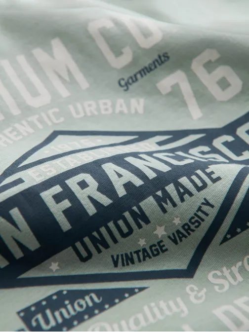Bavlnené mentolové tričko pre mužov San Francisco v2 om-tspt-0120