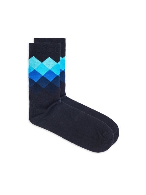 Elegantné modré ponožky s ozdobným lemom u25