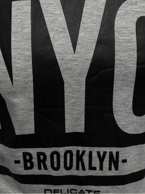 Originálne tričko s potlačou NYC BROOKLYN sivé J.STYLE SS163