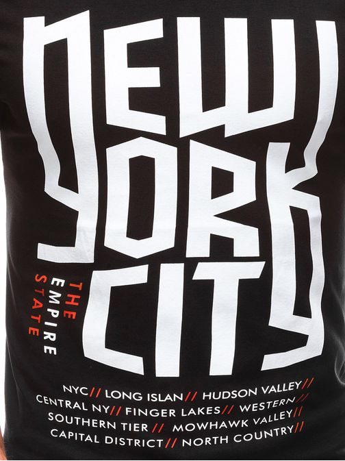 Čierne tričko s modernou potlačou New York S1720