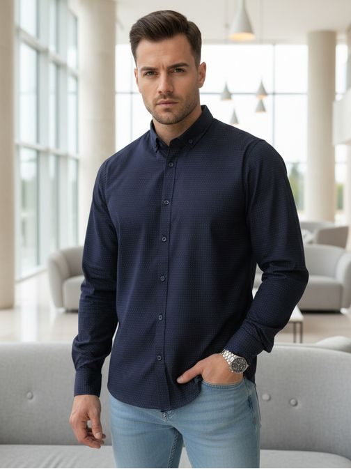 Granátová slim fit pánska vzorovaná košeľa