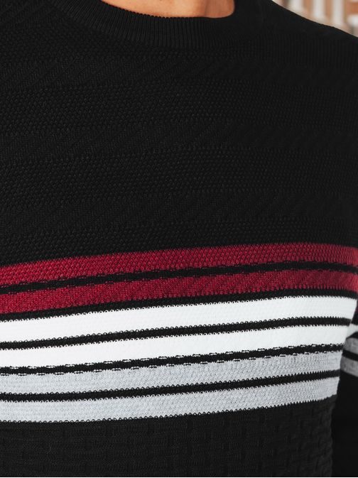 Pánsky čierny vzorovaný sveter