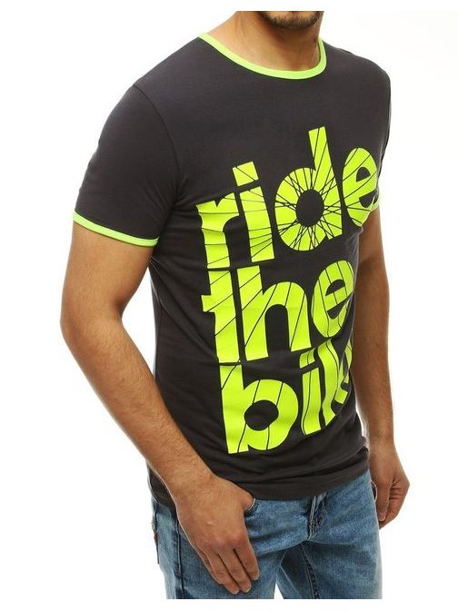 Trendové tričko s nápisom v grafitovej farbe