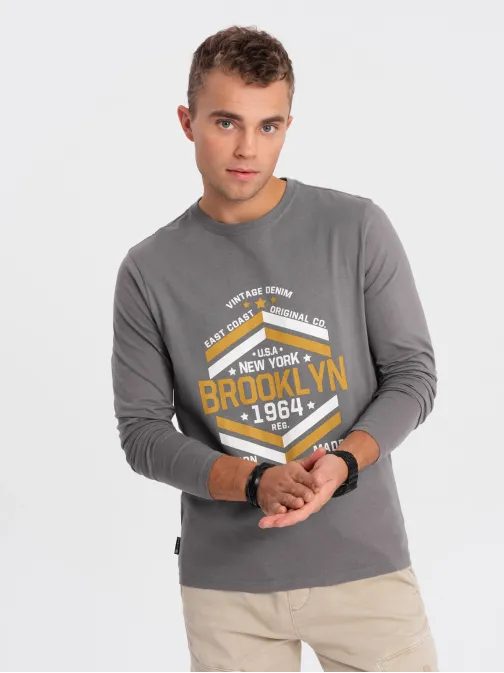 Šedé tričko s nápisom Brooklyn V1 LSPT-0117