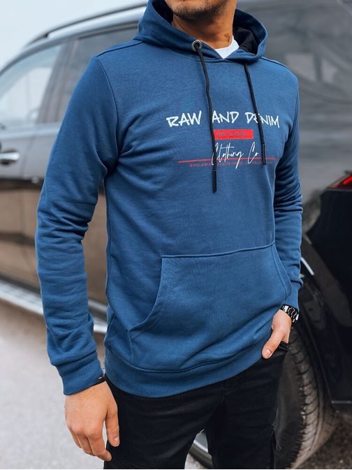 Trendy modrá pánska mikina s nápisom
