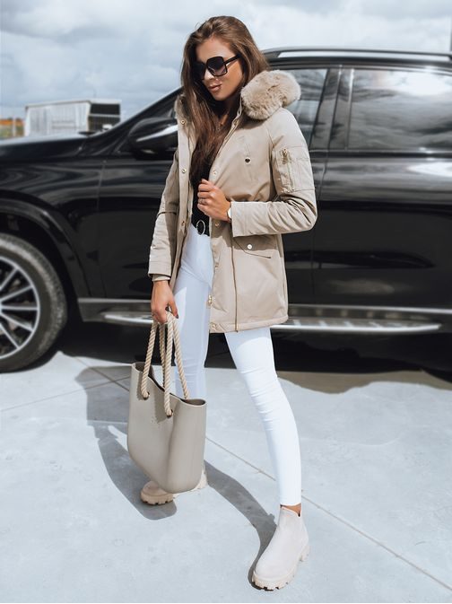 Moderná béžová dámska bunda Eriss