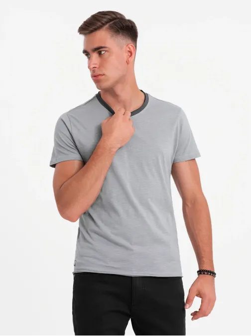 Trendy šedé tričko bez potlače V1 TSCT-22SS-004