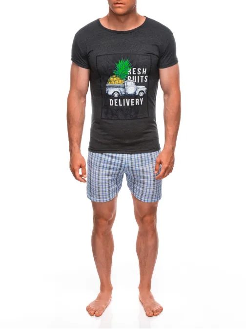 Grafitové pánske pyžamo s potlačou U489
