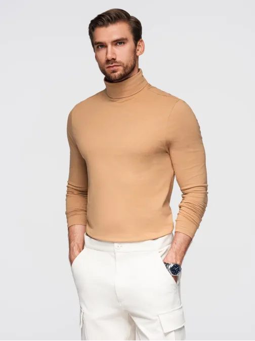 Moderný svetlohnedý pánsky rolák V5 LSCL-0130