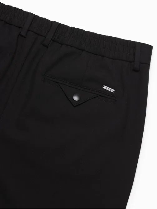 Pánske čierne chinos nohavice s elastickým pásom  V3 PACP-0158