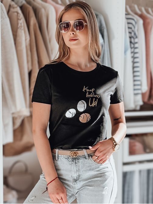 Čierne dámske tričko so psíkom