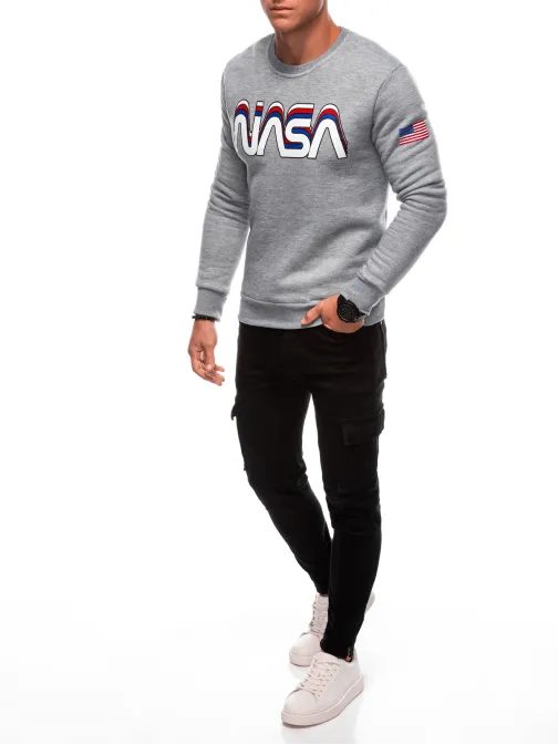 Šedá mikina s nápisom NASA B1686
