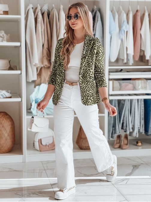 Zelené vzorované dámske sako MARABELL