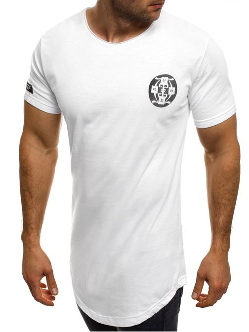 Bavlnené biele tričko v predĺženom strihu ATHLETIC 1104