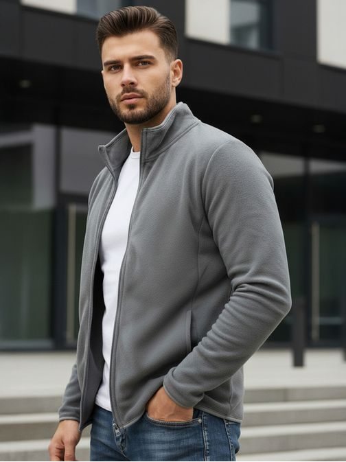 Svetlošedá mikina na zips bez kapucne