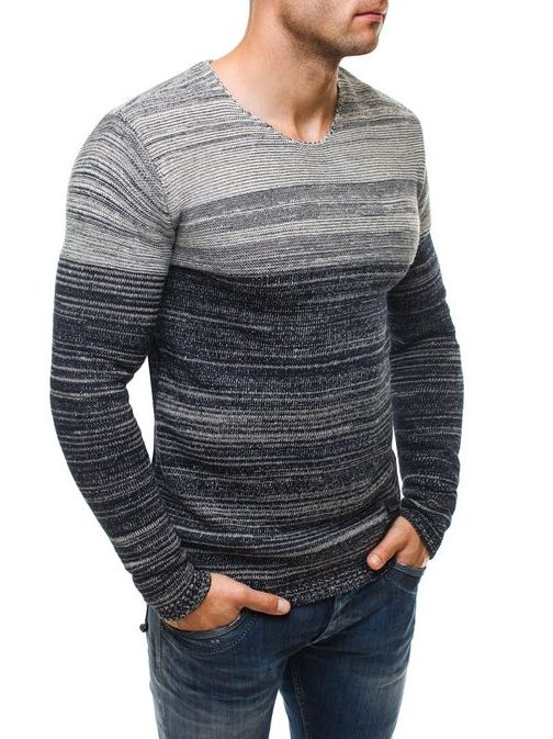 Prúžkovaný granátovo-béžový sveter 256008