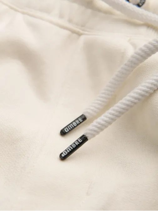 Pohodlné krémové pánske teplákové kraťasy  V12 SRBS-0205
