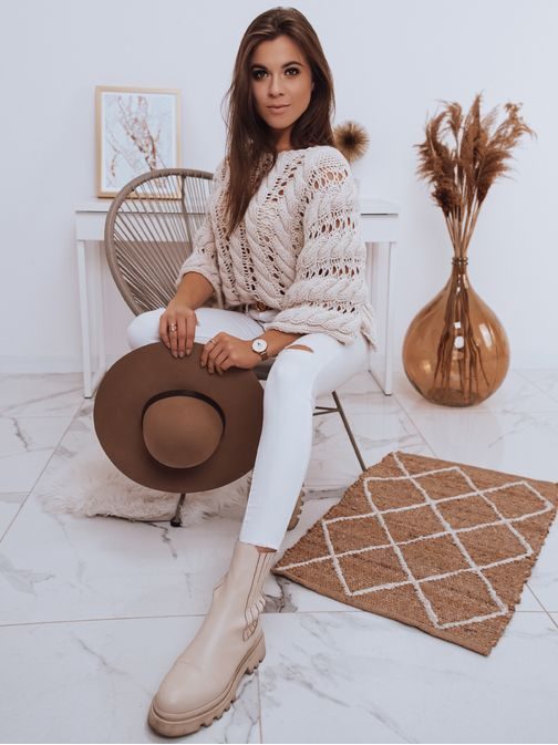 Dámsky ecru zaujímavý sveter Blair