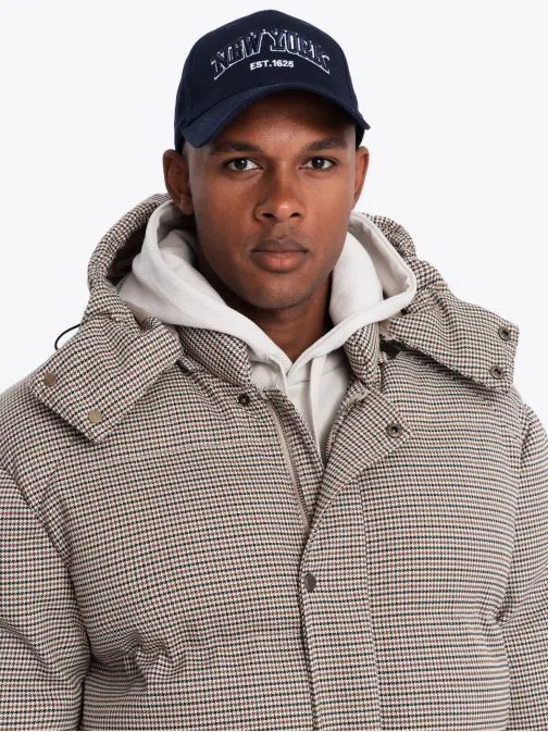 Moderná pánska hnedá zimná bunda V1 JAHP-0174