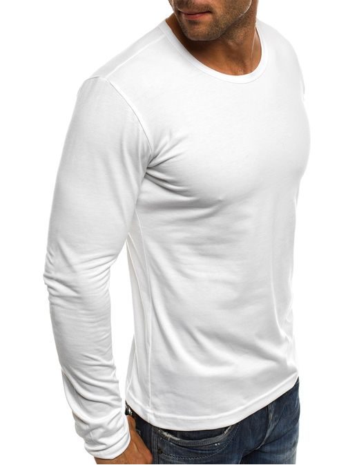 Jednoduché biele tričko s dlhým rukávom J.STYLE 712099