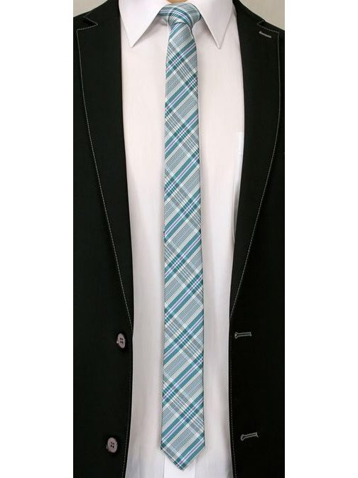 Zelená károvaná pánska kravata