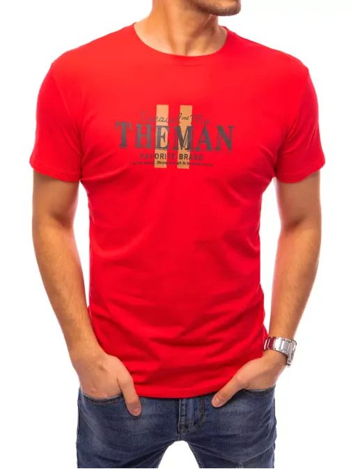 Červené bavlnené tričko s potlačou The Man