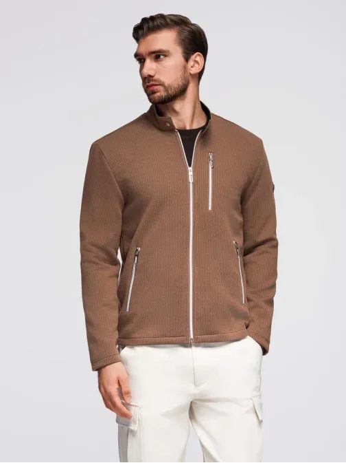 Hnedá pánska bunda so stojáčikom V2 JANP-0229