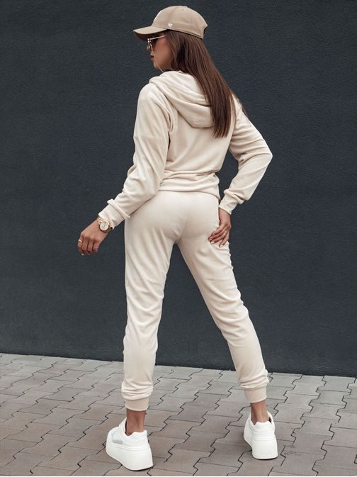 Dámska ecru velúrová tepláková súprava Velcomfy