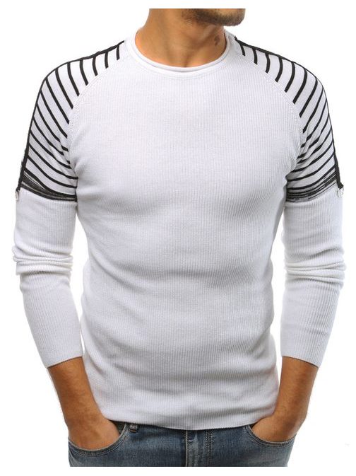 Moderný pánsky sveter biely